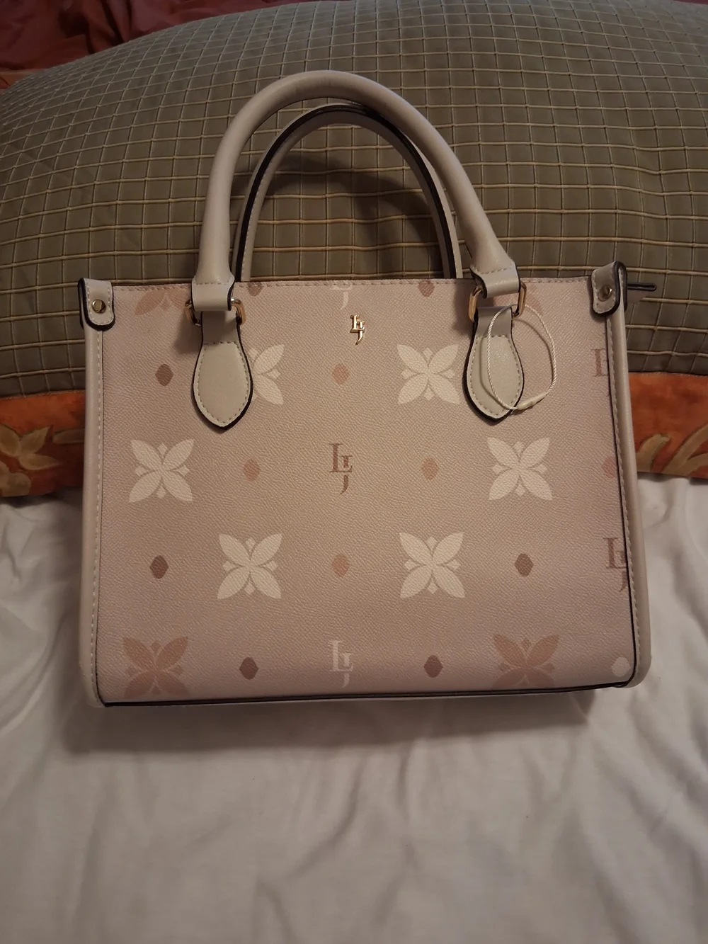 Laura Jones Patterned Top-Handle Satchel in Light Pink